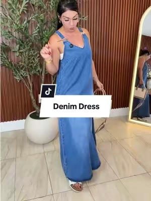 Elengatine Women’s Sleeveless Denim Maxi Dress with Adjustable Cross Back Straps, A-Line Design, Lightweight Summer Casual Dress for Vacation or Everyday Wear, Medium Blue Wash, Versatile and Stylish Dress, Available in Multiple Sizes #tiktikshopcreatorpicks #tiktokshopsummersale #denimdress #maxidress #casualdress 