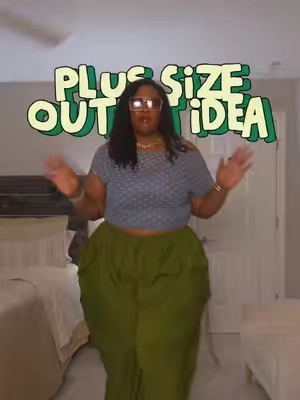 This is your sign to stop saving the statement pants for a “special” occasion. 💚 The fitted printed top balances the volume of these baggy pants, while the heels keep the outfit polished and intentional. It is comfortable enough for a full day out but interesting enough for brunch, dinner, vacation, a concert, or a creative event. Save this plus-size outfit formula: fitted top + oversized statement pants + simple heels. Would you wear this color combination? Tap the 🛒 to shop the look #polkadot #widelegpants #baggypants #casualstyle #effortlessstyle 