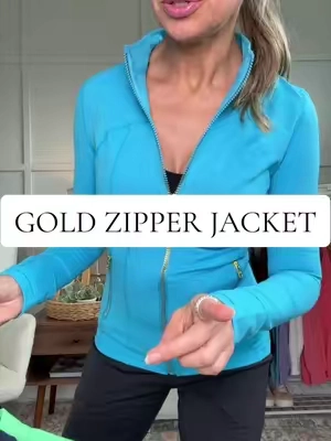 The gold zipper Lulu look jacket is already going fast! #goldzipperathleticjacket #athleticjacket #lululook #bbljacket #fallathleisure 