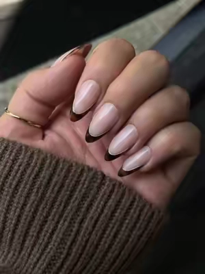 tortoise shell french tip with gold accents 🤎✨ #fallnails #fallaesthetic #pressons #pressonnails #TikTokshopbacktoschool @Glamnetic 
