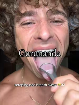 Can’t go to sleep without it  #gurunanda #tonguescraper #tonguescraping #badbreathtreatment #oralcareroutine 