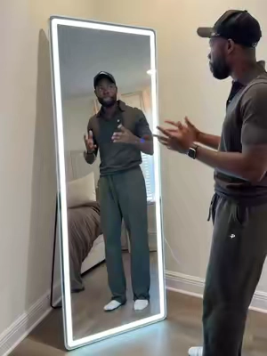 NO WAY.. full size mirror, 6ft tall, removable kickstand, touchscreen, 2 light modes 😯