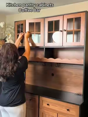 Gabinete de despensa para cocina #pantryorganization #pantrycabinet #coffeebar #organizadordecocina #tiktokshopcreatorpicks @HOSTACK 