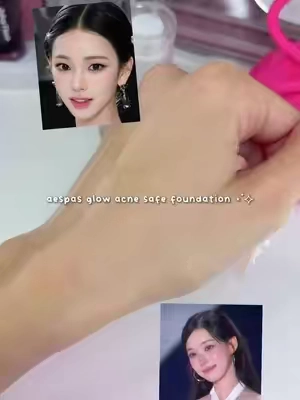 aespas glowy foundation that is acne safe! #glow #kbeauty #aespa #foundation #glowblemishbalm 