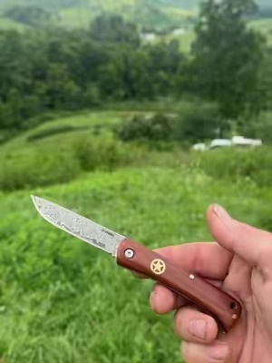 Joy raining Damascus! 🏔️ 🌲 🔪 free shipping! #pocketknife #edc #bluecollar 