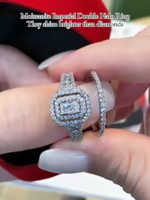 Moissanite lmperial Double Halo Ring💍They shine brighter than diamonds💎✨#ring #moissanitering #moissanite #TikTokShopSummerSale #delzzad #waterproofjewelry #jewelry #giftideas #2026 #viral #delzzadjewelry #nontarnishjewelry #beautiful #luxury #affordable #diamond #diamondtester #GRA #ringset #2pcs #radiantcut #TikTokshopbacktoschool #BackToSchool2026 #DormTour #CollegeEssentials