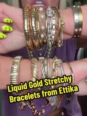 Liquid Gold Stretchy Bracelets from @Ettika #bracelet #bracelets #jewelry #goldjewelry #braceletstack @Dana Pritchard 