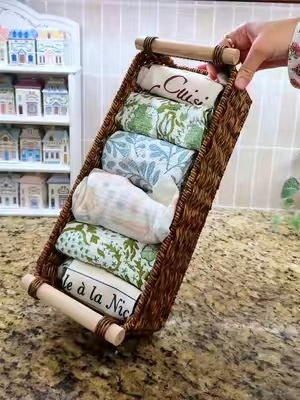 the cutest kitchen storage hack to store & display all your dish towels ✨ #dishtowels #kitchendecor #kitchendecorideas #kitchenorganization #TiktokShopCreatorPicks  