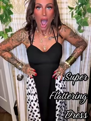 Just LOOK at what this dress is doing 😍 The fitted black center + adjustable straps… SO flattering. 🖤🤍 SIZING: 5’9 - 150 - Wearing M (true to size) #maxidress #polkadotdress #dresses #affordablefashion #dresstok 
