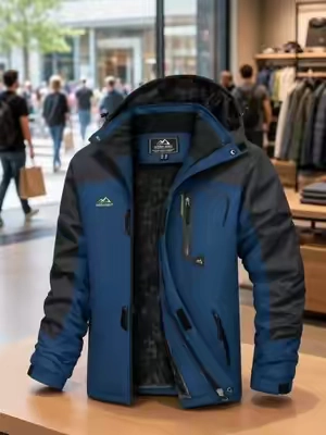 MAGCOMSEN Hombre Invierno Impermeable High Parka de esquí de cuello - Corte ajustado de vellón cálido para senderismo Chaqueta con múltiples bolsillos, poliéster atlético al aire libre Abrigo para pescar, tallas estándar, ropa exterior para hombre, ropa deportiva, resistente al viento, cremallera, sintéticos. #Winter #Ski #Snow #Jacket #With