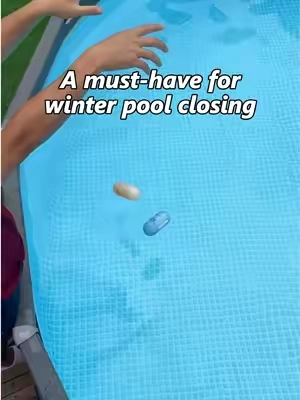 A must-have for winter pool closing!  Just drop both winter balls into the pool before covering to help keep the water clear and reduce algae growth through the off-season. Easy to use and made for pools up to 30,000 gallons. #poolhacker #poolclosing #poolwinterizing #poolclosingkit #TikTokshopbacktoschool 