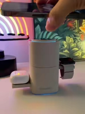 The aesthetic 3 in 1 charger from the future #nightstand #wirelesscharging #chargingstation #dealsforyoudays #TechGadgets 