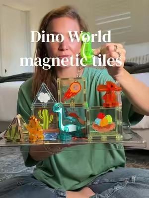 If your house is currently in its dinosaur era… this one’s a must 🦖 The Geomag Magnetic Tiles Dino World (25 pieces) takes regular magnetic tile builds and levels them up with themed dino pieces, volcano tiles, and fun scenery details. It turns simple towers into full-on prehistoric worlds. Great for open-ended play, problem solving, and those quiet “I’m actually focused” moments 🙌🏼  @Geomagworld #dinosaur #dinosaurtoys #magnetictiles #toddlertoys #giftsfortoddlers 