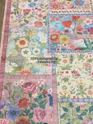 it’s giving vintage quilt energy and i love it. #cottagecore #pinkaesthetic #floraldesign #washablearearugs 