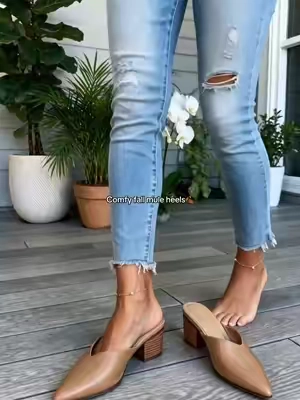 So comfortable once you slip them on #heels #fallshoes #chunkyheels #mules #fallstyle 