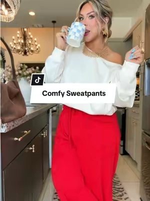 Replying to @Nadine The sweatpants you’ll live in ❤️ Not fleeced, not hot, and this RED?! 😮‍💨 @Ommig #sweatpantsoutfit #barrelsweatpants #midsizeoutfits #fallfashion 