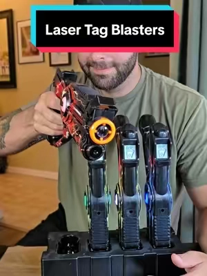 Rechargable Laser Tag Blasters! 🤯 These things are SOO fun! 😅 #lasertag #rechargablelasertagblasters  #athomelasertag  #laserblasters  #athomelaserblasters 