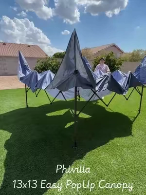 If you’ve ever had to do the "canopy shuffle"—walking around in circles pulling each leg bit by bit while the whole frame bends—this setup is about to blow your mind. This 13x13ft pop-up canopy features a central push-button mechanism right in the middle of the ceiling. You literally stand underneath, push up until it clicks, and the entire 169-square-foot frame locks rigid into place all by yourself. Why you'll love it:  Effortless Solo Setup: Center-push technology lets one person set up full-size shade in seconds.  No Pinched Fingers: Smooth release button makes taking it down just as easy and pain-free.  Wheeled Storage Bag: Effortlessly roll it anywhere from the trunk to your perfect spot on the grass. #canopy #Outdoors #canopytent #shade #tiktokshopcreatorpicks 