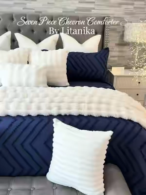 This Comforter Set will give your bed that luxury look on a budget. @Litanika #bedding #comforterset #comforter #beddingsets #comforters 