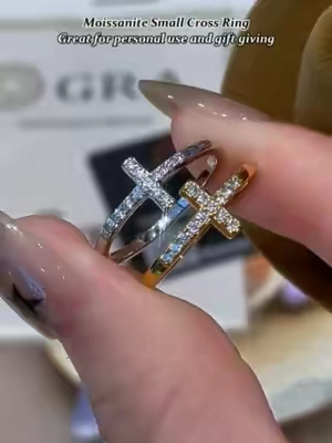 Moissanite Small Cross Ring Great for personal use and gift-giving#delzzad #moissanite #ring #moissanitering #cross