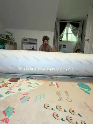 Because baby’s don’t believe in gentle landings lol #huloosleep #babyplaymat #babyregistrymusthaves #crawlingbaby 