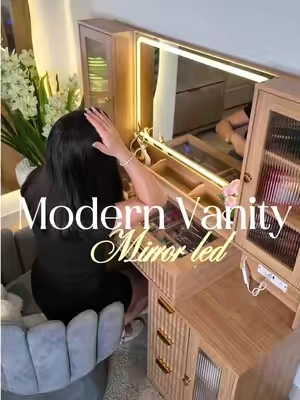 Respuesta a @yaima_gm Vanity moderno con luz @Anymaple furniture #vanitymirror #vanityorganization #tocadoresdemaquillaje 