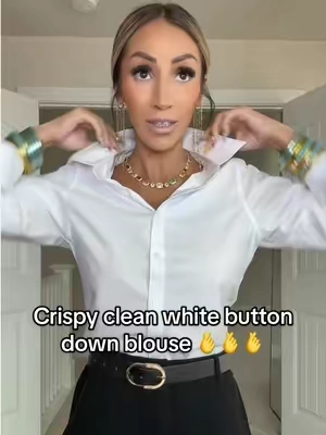 Such a nice dressy button-down shirt. 🫠Perfect for business casual outfits, wear it to the office. 💕 You can layer sweaters, blazers, cardigans and vests over it as well. You could even wear a bralette underneath and wear it half way open for date night. Love 😍😍😍