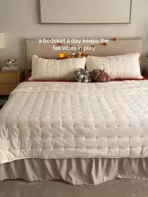 & keeps the monsters out from under your bed too 😌✨ #fall #bedskirt #bedroom #homefinds #fyp 
