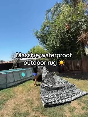 Outdoor Rug that’s cute and durable ☀️  #Outdoors #rug #outdoorrug #patio #rugs @GARVEE   