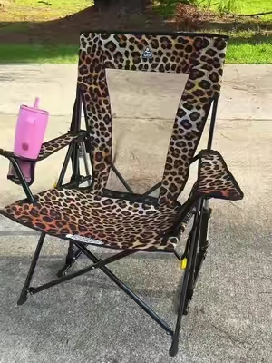GCI Comfort Pro Rocker in leopard print 🐆 #campingchair  #sportsmom #momtok #campinglife #campinghack