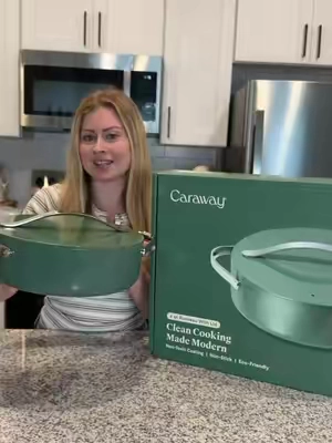 Cookware of my DREAMS 👏🏻 #caraway #carawayhome #nontoxiccooking #pfasfree #carawaycookware 