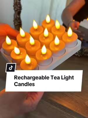 Rechargeable tea lights are going to be one of my most-used holiday decor finds 🎃🍂🎄 12 flameless candles with a charging station + remote- perfect for Halloween decor, Thanksgiving tables, Christmas decor, candle holders & more. #RechargeableTeaLights #FlamelessCandles #HolidayDecor #ChristmasDecor #halloweendecor 