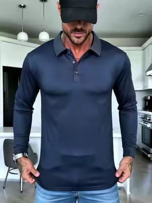 Our best selling long sleeve polo for men is back in stock! Super soft stretch fabric, lightweight and breathable. #menslongsleeve#menstshirt#OOTD#fyp#tiktokshop
