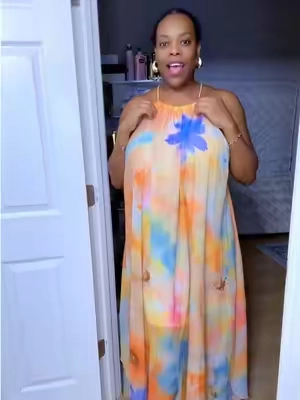 #Women #tie #dye #chiffon #dress