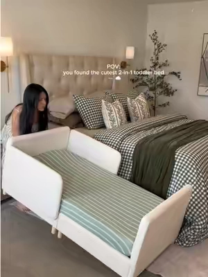 The cutest 2-in-1 toddler bed 🥹🤎 I love that we can switch it up as my little one grows!#ToddlerBed #2in1ToddlerBed #ToddlerRoom #ToddlerEssentials #tiktokshopbacktoschool 