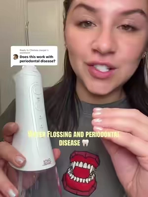 Replying to @Chelsea Jaeger yes a water flosser can help with periodontal disease, but I’d also recommend flossing first and making sure you’re seeing the dentist regularly ! #dentalhygienist #periodontaldisease #teeth #gums #oralhealth 