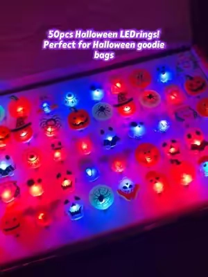 Light up Halloween night with these spooky LED rings! 👻💍✨ Perfect little surprises for party favors and trick-or-treat bags. #Halloween #TikTokHalloween #SpookySeason #TrickOrTreat #HalloweenFinds 