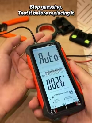 Stop swapping parts when you can test the problem first. This auto-ranging digital multimeter checks voltage, resistance, continuity, temperature, and more, with a clear display and a compact storage bag for your toolbox.#DigitalMultimeter #Multiteter #ElectricalTools #HomeRepair #DIY 