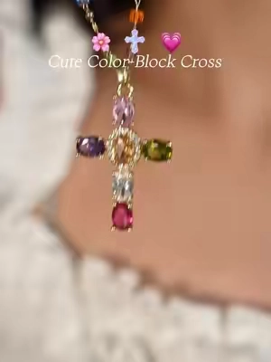 My new obsession 😍Multicolor cross necklace 😍✝️#summerwins #tewiky #fyp #Summer #necklace 