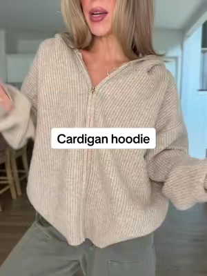 How cute is this?! Perfect blend of a sweater and a hoodie! #TikTokshopbacktoschool #cardigan #hoodie #sweater #fallsweater 