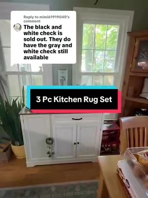 Replying to @mimi61919040 The Black and White check is such a vibe #arearugs #kitchenrugs #rugset #heberugs #washablerugs 