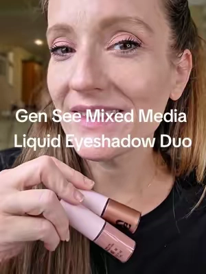 A coordinating liquid eyeshadow duo featuring one matte and one metallic shade for an easy dimensional eye look. #GenSeeBeauty #LiquidEyeshadow #EyeshadowDuo #EyeMakeup #MakeupFinds @Gen See Beauty 
