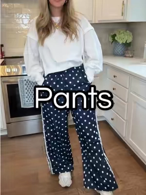 I think these run a little big. Polka dot track pants! So cute!! #polkadots #trackpants #polkadottrackpants 