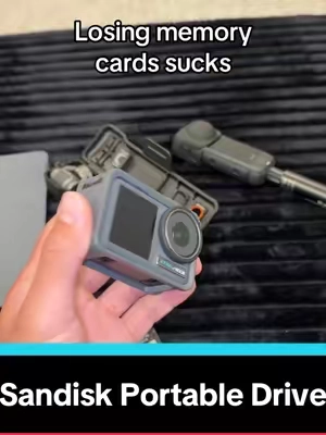 Always back up your memories in case you lose a camera/memory card #sandisk #harddrive #sandiskssd #memorycard #actioncamera 