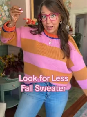 🎃 🎀 check out this adorable look for less sweater! I LOOOVE the color combo! #sweater #fallsweaters #falloutfitinspo 