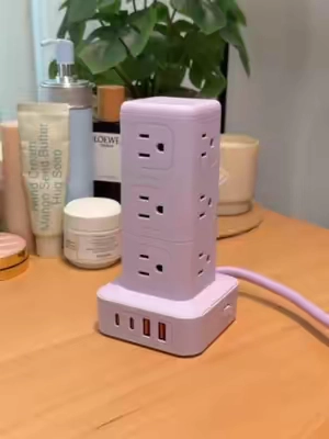 💟🧡🧡Every woman needs this. This little charging tower stand is like one of my favorite purchases I have a sitting right in my vanity. #chargingstation #vanityessentials #desksetup #homehacks #powerstrip 