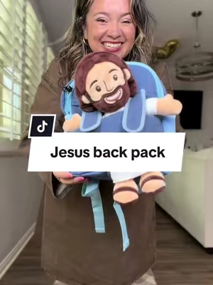 Toddler backpack but make bring Jesus #jesuslovesyou #toddlerbackpack #jesusplushie 