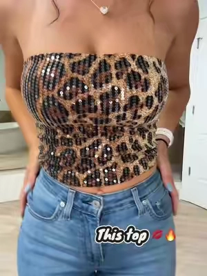 Love a Leopard print shirt… make it a tube top and it’s perfect##leopardprint#tubetop##straplesstop##strapless##sequins