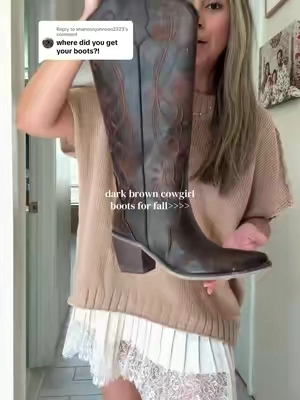 Replying to @shannonjohnson2323 faveee brown boots for fall!  #cowgirlboots #fallboots #boots #falloutfits #fall 