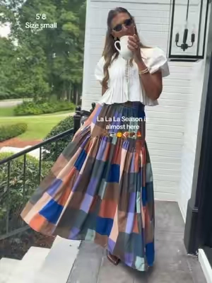 It’s almost that time! You need this fall outfit! Such a stunning and fall colored flowy maxi skirt paired with this puff sleeve blouse! I’m 5’8 wearing a small in both! #falloutfits #outfitinspo #maxiskirt #churchoutfits #fall 
